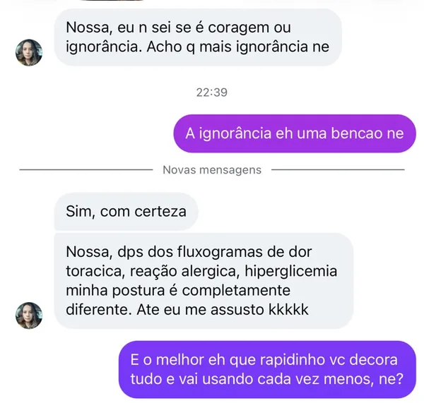 Mensagem de uma médica: depois dos fluxogramas de dor torácica, reação alérgica e hiperglicemia, minha postura é completamente diferente. Até eu me assusto.